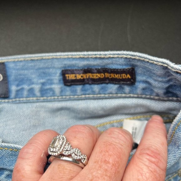 Lucky Brand Mid Rise Boyfriend Bermuda Distressed Raw Hem Denim Jean Short 00 24 - Picture 7 of 10